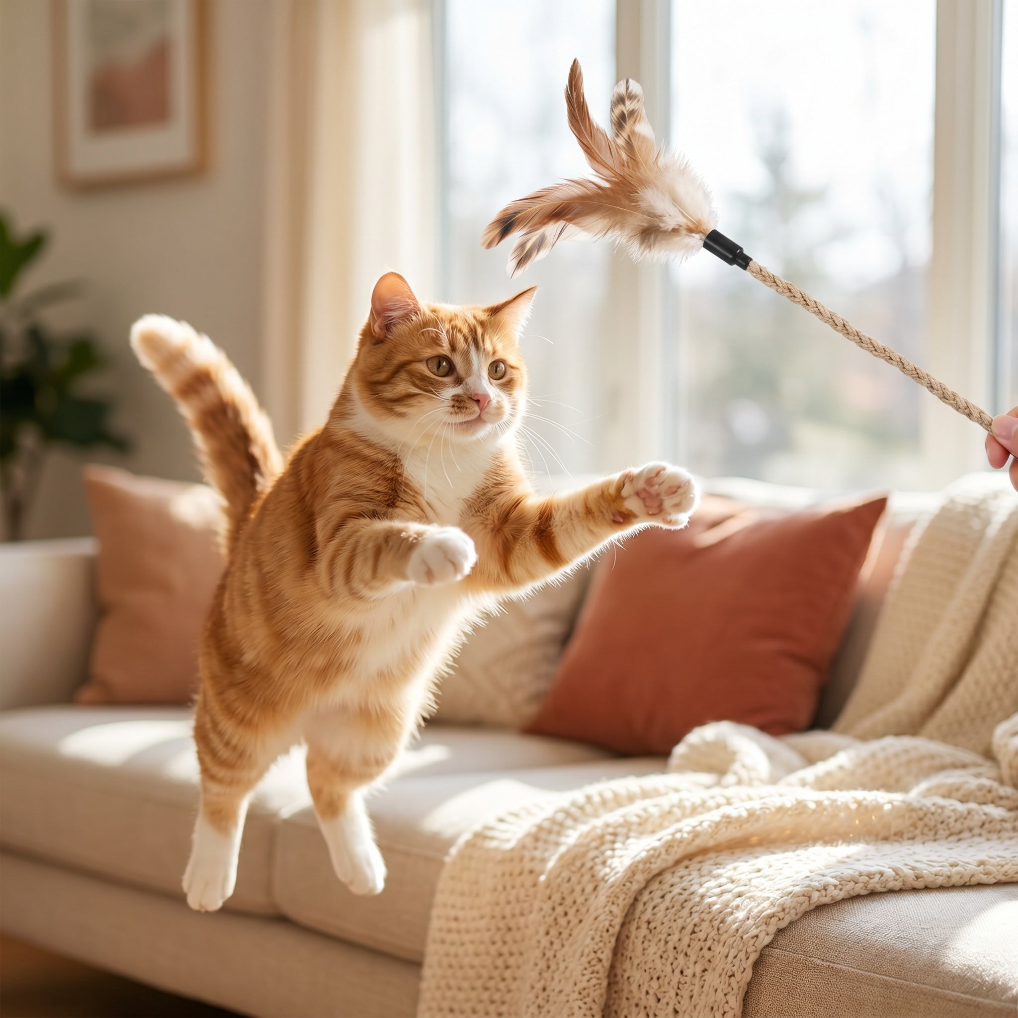 Flutterwing Feather Wand – Interactive Cat Teaser Toy